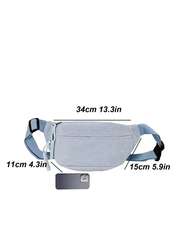 Women's Solid Color Matching Fanny Pack As Gifts, Summer 2024 Trendy Casual Fashionable Corduroy Chest Bag for Daily Outdoor Sports Used, Street Bum Bag, Fall Outfits, Fall Freshness Fall Outfits