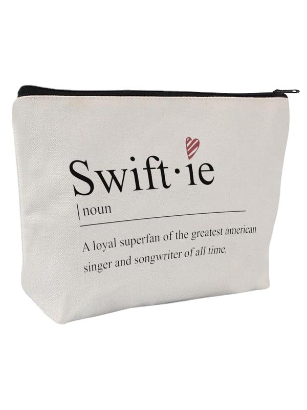 Swiftie Letter Print Makeup Bag, Casual Versatile Zipper Makeup Bag, Fashionable Cosmetic Storage Bag for Women & Girls