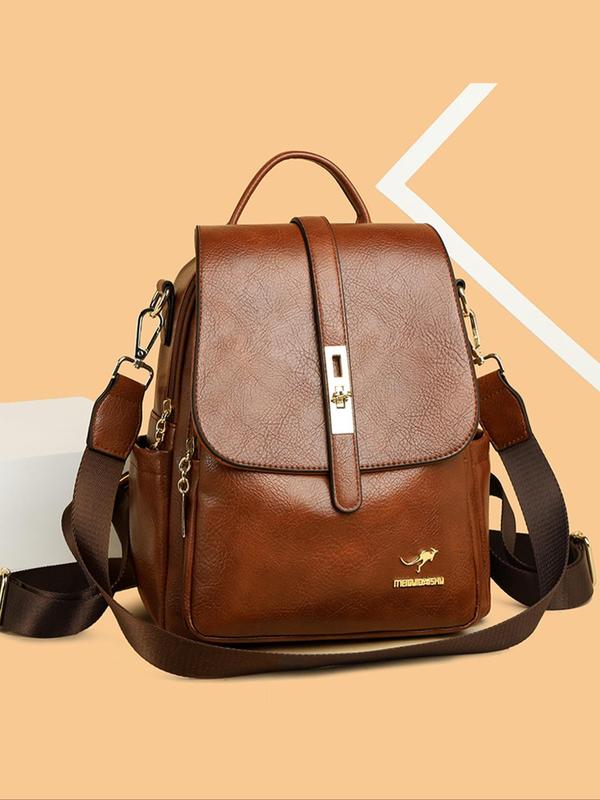 Fashionable Solid Color Backpack, Casual Large Capacity Commuter Backpack for Women, Casual Trendy Versatile High-quality Daily Commuting Bag