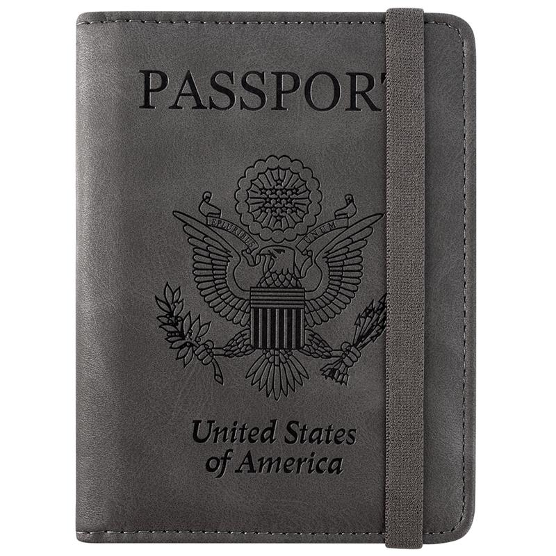 ACdream RFID Blocking Passport Holder for Woemn and Men, Premium PU Leather Travel Passport Wallet, Travel Documents Organizer with Pen Holder