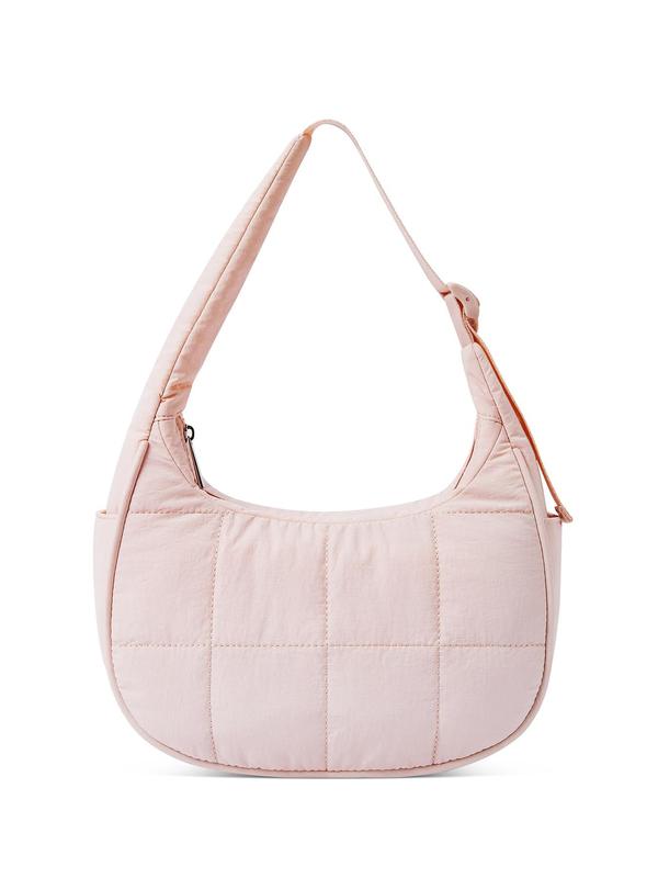 Women's Solid Color Quilted Half Moon Bag, Fashionable Casual Versatile Shoulder Bag for Daily Used, Trendy All-match Commuter Bag