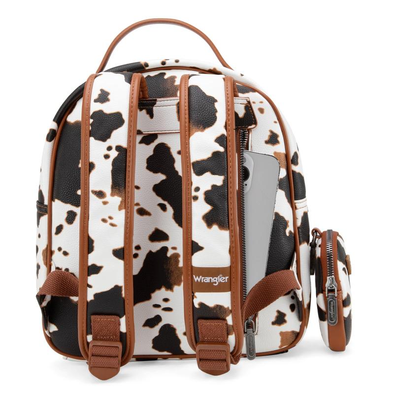 Wrangler Medium Cow Print Backpack Cute Daypacks Bookbag Purse for Women