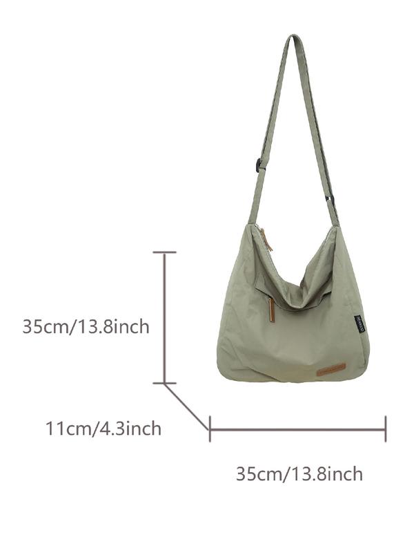 Simple Vintage Zipper Large Capacity Crossbody Bag for Summer, Casual Versatile Crossbody Bag for Women & Girls, Trendy All-match Commuting Bag for Daily Back To School Use, Everyday Bag, Work Bag