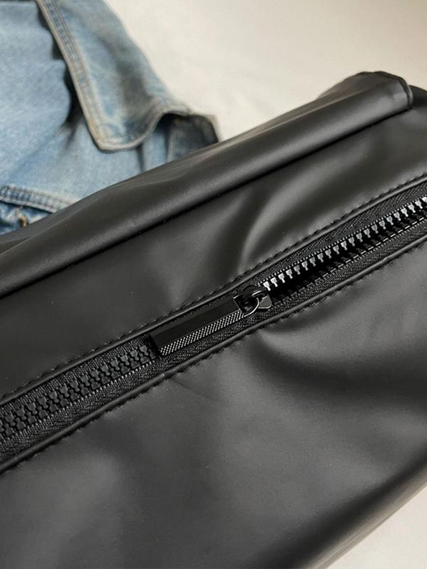 Men's Fashionable Solid Color Crossbody Bag, Casual Large Capacity Zipper Messenger Bag for Daily Use, Casual Trendy Versatile Commuting Bag