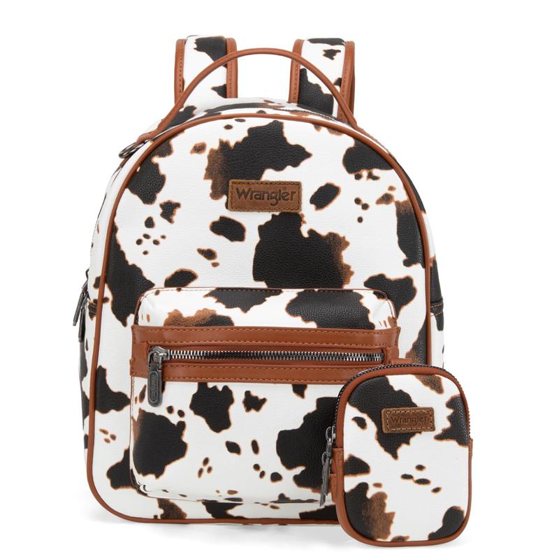 Wrangler Medium Cow Print Backpack Cute Daypacks Bookbag Purse for Women