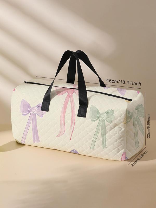 Bow Pattern Duffle Bag, Large Capacity Travel Duffle Bag, Portable Overnight Bag, Fashionable Travel Bag for Women & Girls