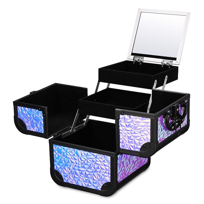 Byootique Makeup Case with Mirror & Trays Essential Cosmetic Case Travel