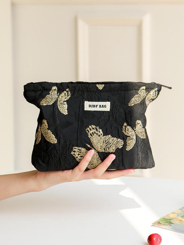 Butterfly Pattern Makeup Bag, Large Capacity Cosmetic Storage Bag, Zipper Makeup Organizer Pouch, Versatile Storage Bag for Travel & Daily Used