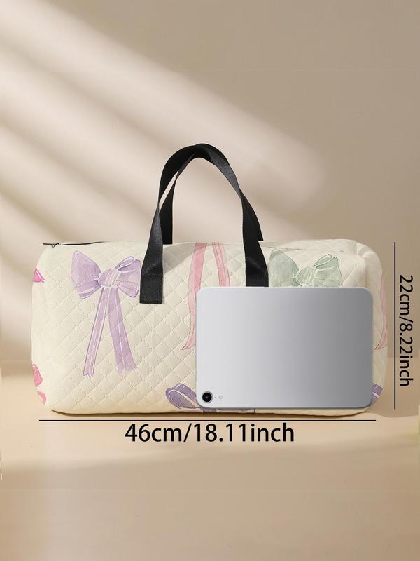 Bow Pattern Duffle Bag, Large Capacity Travel Duffle Bag, Portable Overnight Bag, Fashionable Travel Bag for Women & Girls