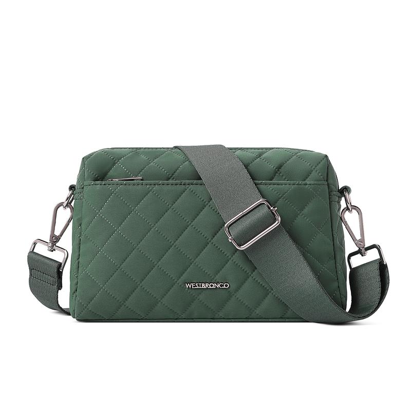 WESTBRONCO Quilted Crossbody Bags for Women Small Crossbody Purse Nylon Lightweight Shoulder Handbags with Adjustable Strap