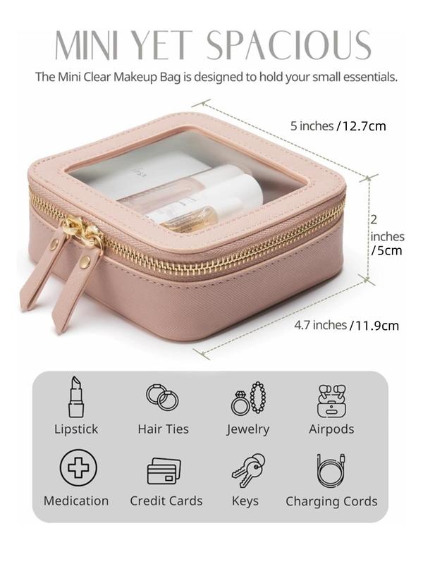 Solid Color Makeup Bag, Waterproof Square Clear Makeup Bag, Cosmetic Storage Bag, Makeup Organizer Pouch for Travel, School, Daily Use