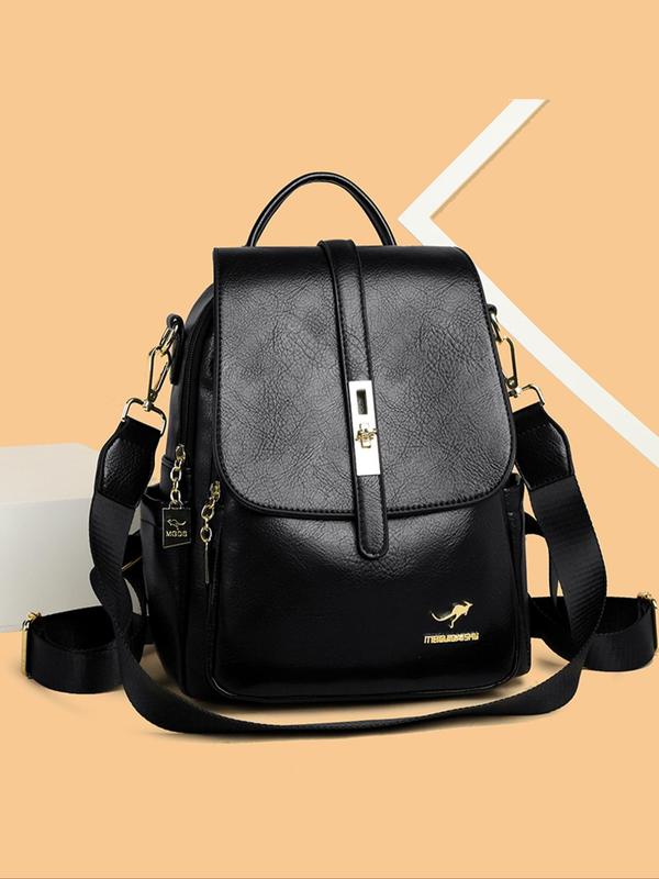 Fashionable Solid Color Backpack, Casual Large Capacity Commuter Backpack for Women, Casual Trendy Versatile High-quality Daily Commuting Bag