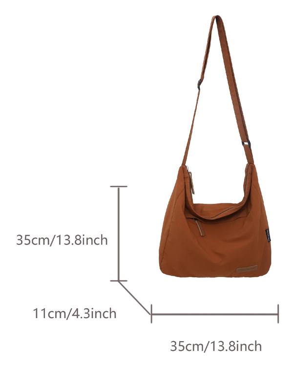 Simple Vintage Zipper Large Capacity Crossbody Bag for Summer, Casual Versatile Crossbody Bag for Women & Girls, Trendy All-match Commuting Bag for Daily Back To School Use, Everyday Bag, Work Bag