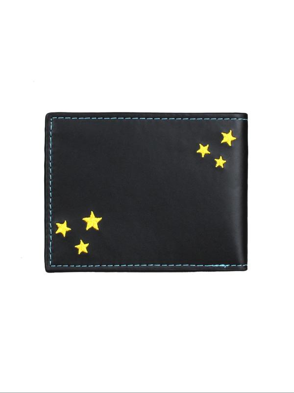 Men's Vintage Colorblock Cartoon Star Graphic Short Bifold Wallet, Fall Outfits, Fall Freshness, Casual PU Leather Card Holder, Fashionable Y2k Wallet for Daily Use