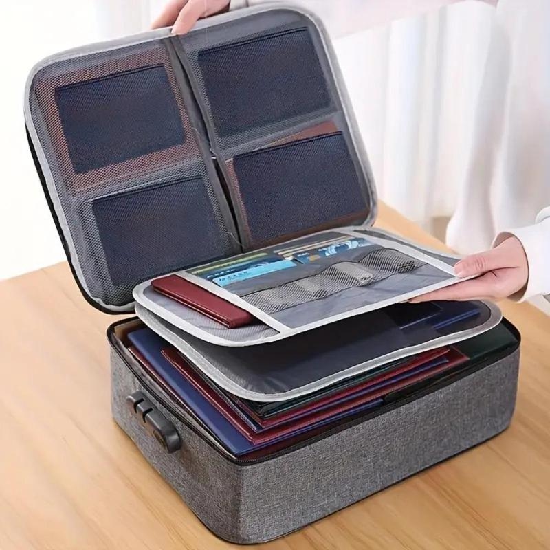 Important Document Organizer Bag with Lock, 1 Count Portable Home Travel Safe Document Storage Case, Home Organizer for Document