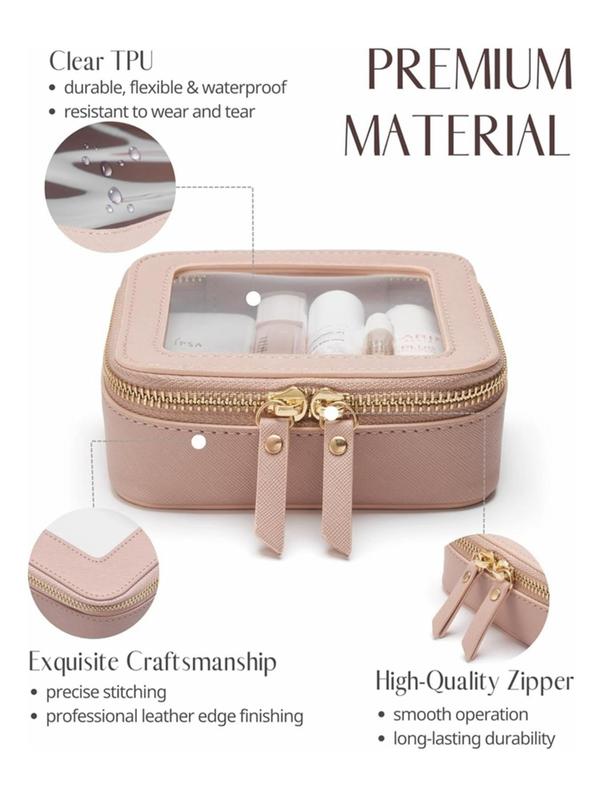 Solid Color Makeup Bag, Waterproof Square Clear Makeup Bag, Cosmetic Storage Bag, Makeup Organizer Pouch for Travel, School, Daily Use