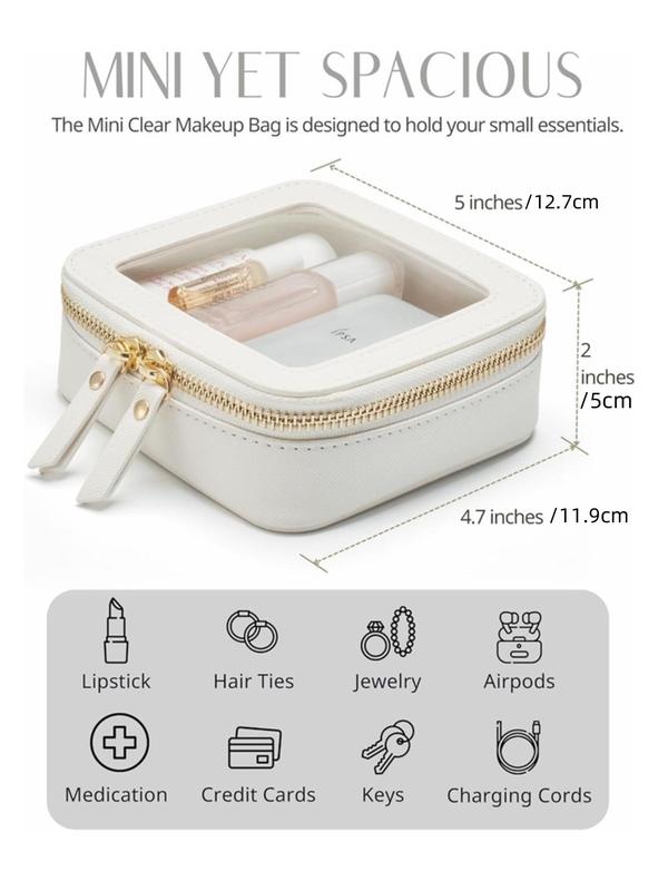 Solid Color Makeup Bag, Waterproof Square Clear Makeup Bag, Cosmetic Storage Bag, Makeup Organizer Pouch for Travel, School, Daily Use