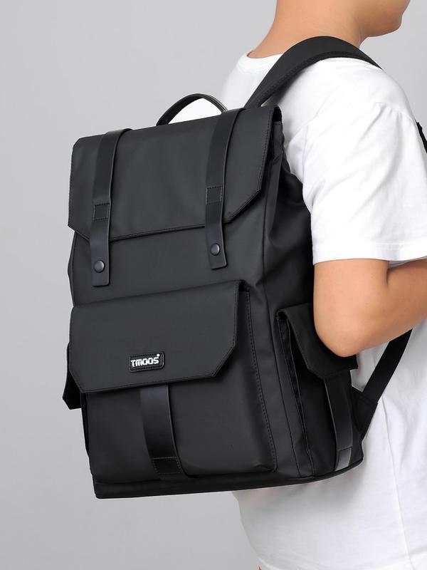 Unisex Business Solid Color Backpack, Fashionable Lightweight Waterproof Backpack, Casual Versatile Zipper Backpack for Daily Use