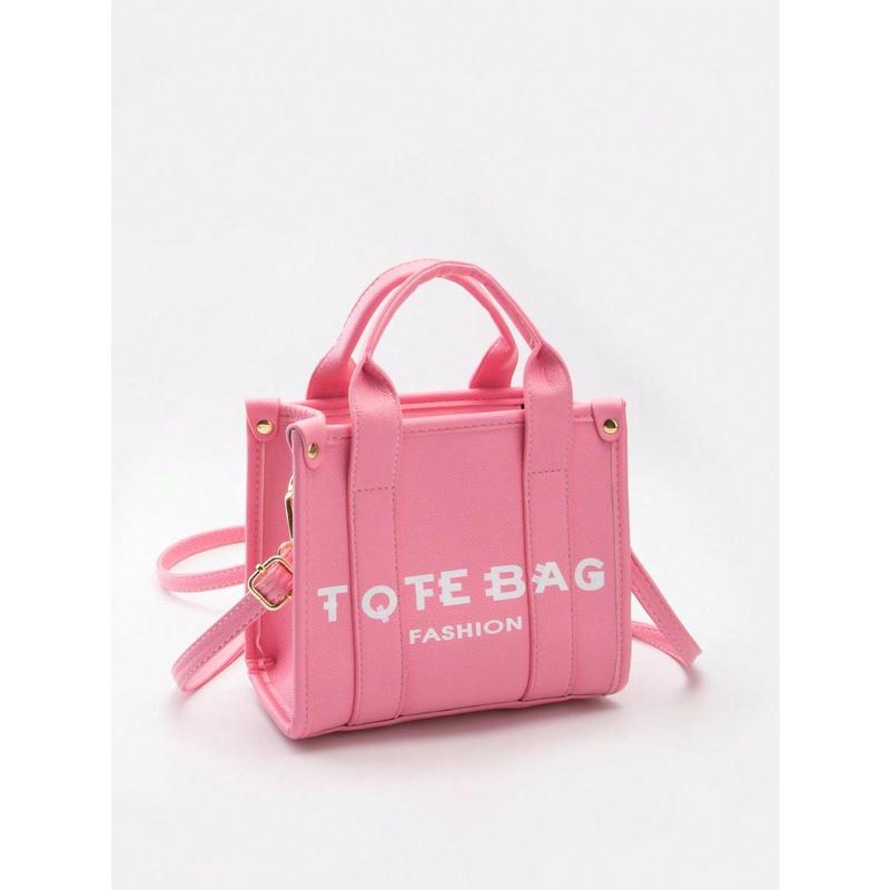 Mini Fashionable Solid Color Letter Print Handbag