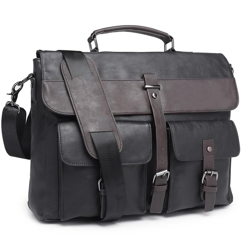 SEYFOCNIA Leather Messenger Bag for Men,Vintage Mens Laptop Bag Water Resistant Business Travel Briefcase Satchel Work Computer Bag