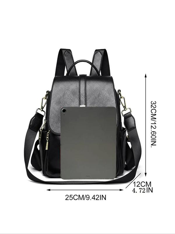 Fashionable Solid Color Backpack, Casual Large Capacity Commuter Backpack for Women, Casual Trendy Versatile High-quality Daily Commuting Bag