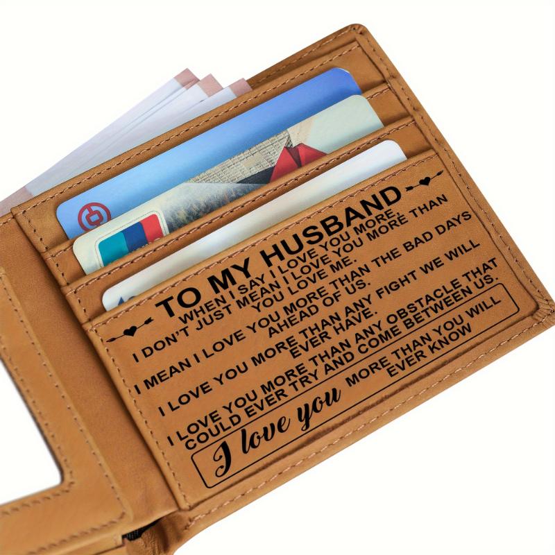 Engraved Men's Pu Leather Wallet Gift, Husband's Gift, Love Token Engraved Perfect Gift For Him