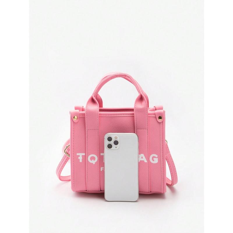 Mini Fashionable Solid Color Letter Print Handbag