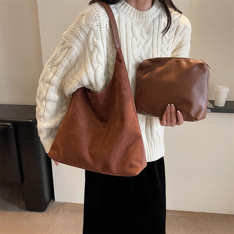 Brown suede bag, Suede Tote Bag for Women, Brown suede handbag, Leather Hobo Bags for Women,Suede Slouchy Bag