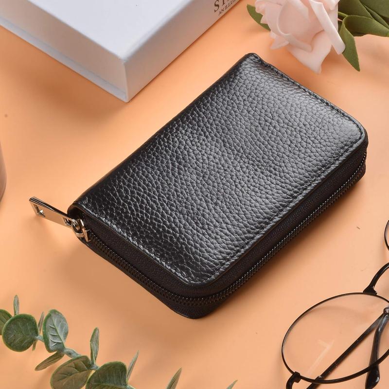 Leather Credit Card Holder Zipper Wallet With 26 Card Slots