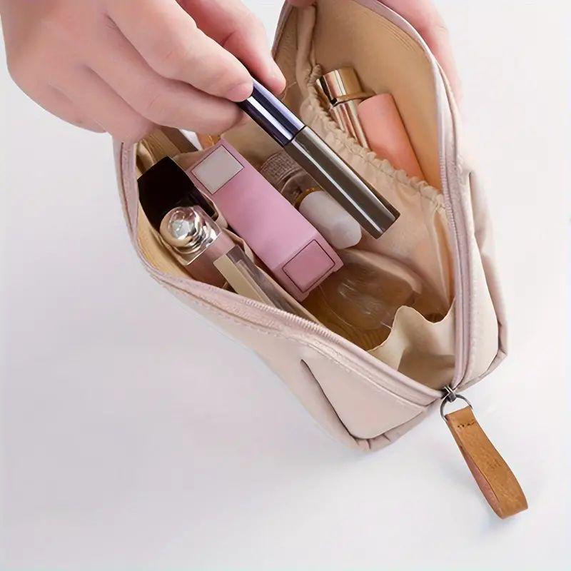 Mini Makeup Bag with Strap, 1 Count Simple Makeup Bag, Zipper Makeup Organizer Pouch, Versatile Storage Bag for Travel, Outing, Daily Use, Christmas Gift