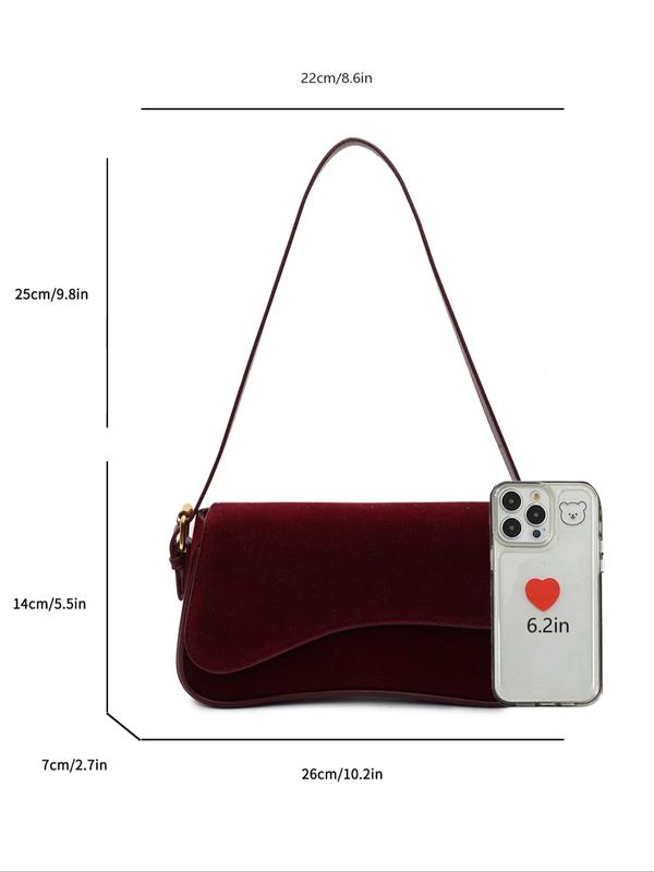 Women's Elegant Solid Color Suede Shoulder Bag, 2024 New Style Fashionable Crossbody Bag for Daily Used, Casual Trendy Versatile High-quality Daily Commuting Bag