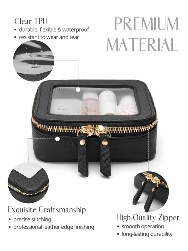 Solid Color Makeup Bag, Waterproof Square Clear Makeup Bag, Cosmetic Storage Bag, Makeup Organizer Pouch for Travel, School, Daily Use