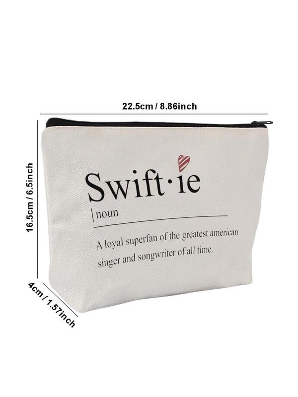 Swiftie Letter Print Makeup Bag, Casual Versatile Zipper Makeup Bag, Fashionable Cosmetic Storage Bag for Women & Girls