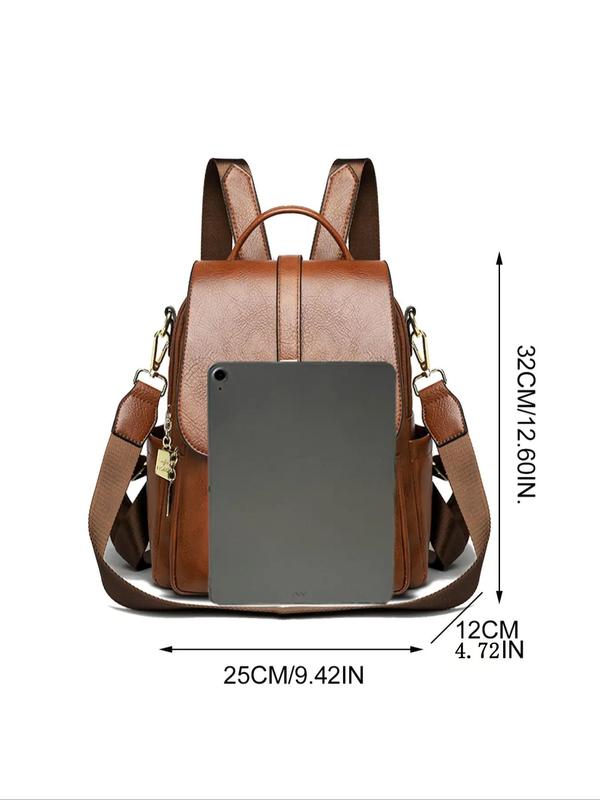 Fashionable Solid Color Backpack, Casual Large Capacity Commuter Backpack for Women, Casual Trendy Versatile High-quality Daily Commuting Bag