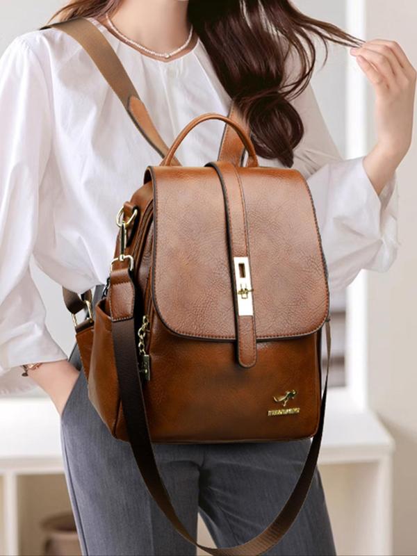 Fashionable Solid Color Backpack, Casual Large Capacity Commuter Backpack for Women, Casual Trendy Versatile High-quality Daily Commuting Bag