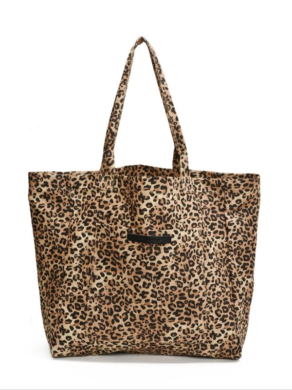 Women's Leopard Print Tote Bag, Large Capacity Shoulder Bag for Women, Casual Trendy Versatile High-quality Daily Commuting Bag, Girl Fashionable Shopping Bag