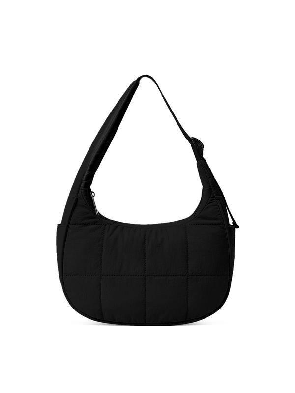 Women's Solid Color Quilted Half Moon Bag, Fashionable Casual Versatile Shoulder Bag for Daily Used, Trendy All-match Commuter Bag