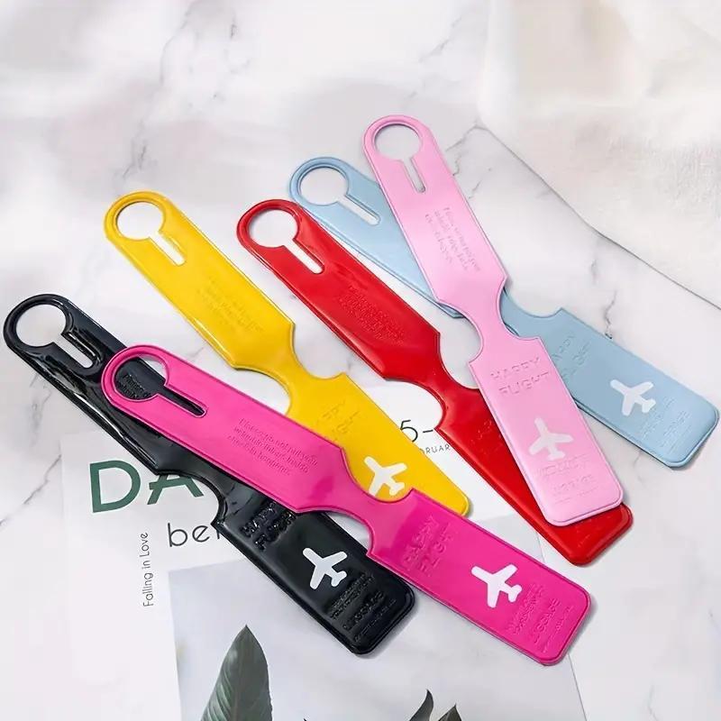 Creative Airplane Letter Pattern Luggage Tag, 6 Counts set PU Leather Luggage Label, Travel Identification Tag for Travelers