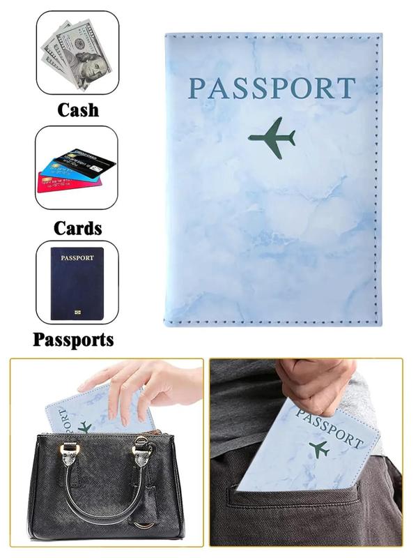 Solid Color Letter Pattern Passport Case, Simple Plane Travel Passport Sleeve, Fashion Wedding Gift for Men & Women