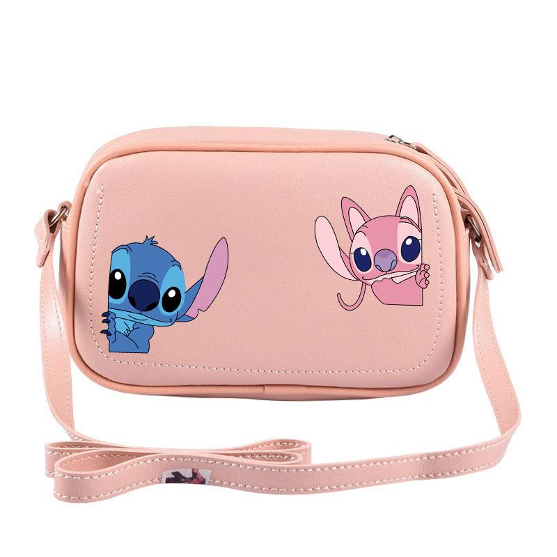 MINISO Cartoon Cute Multiple Printed Stitch Crossbody Bag Camera Bag PU Small Square Bag Phone Bag