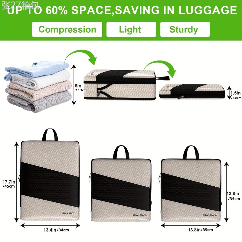 6pcs Deluxe Compression Luggage Packing Organizer Set - Lightweight, Durable, and Easy-to-Use Handheld Cubes for Efficient Clothing, Underwear, and Shoes Storage - Ideal Back to School Supply and Travel Accessory for Organized Journeys