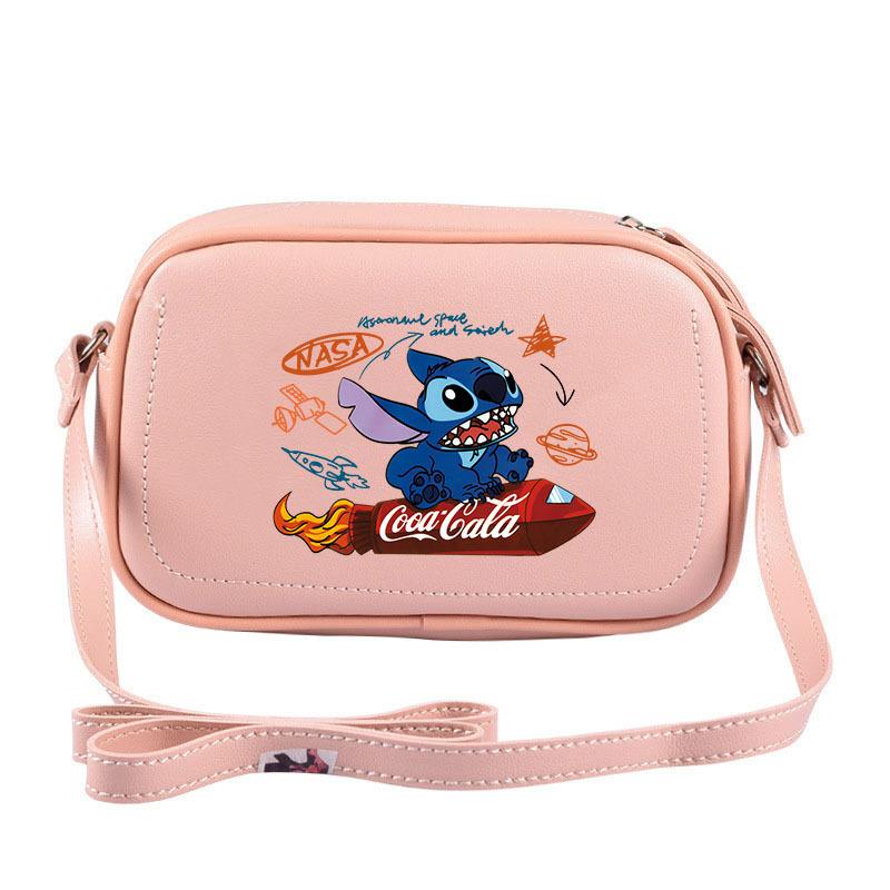 MINISO Cartoon Cute Multiple Printed Stitch Crossbody Bag Camera Bag PU Small Square Bag Phone Bag