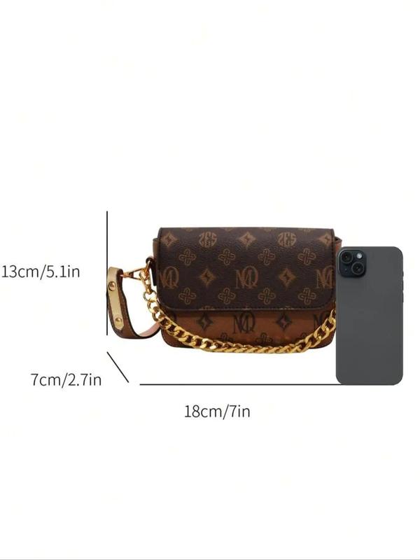 Women's All Over Presbyopia Print Luxury Crossbody Bag for Gift, Pu Leather Handbag for Women Girls, 2024 Vintage Commuting Bag for Daily Everyday Back To School, Fall Outfits, Earthtone Fall Freshness