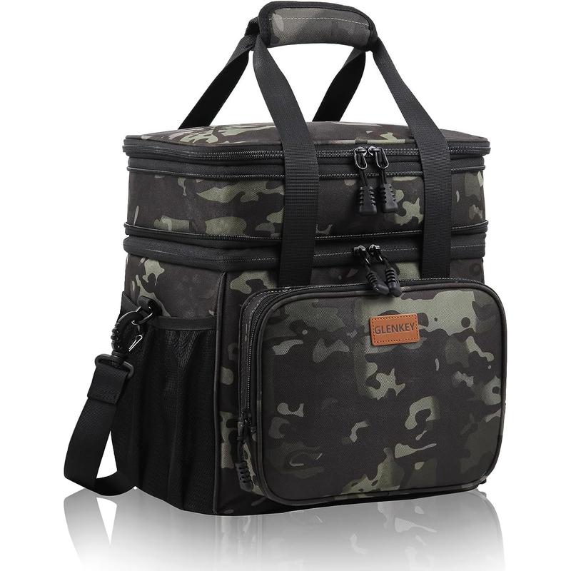 GLENKEY Expandable Xlarge Lunch Box, Insulated Heavy Duty Lunch Bag Waterproof Leakproof Durable Cooler Bag for Men Women Adults Work Construction Camping Trip, 25L, Black-Camo GLENKEY