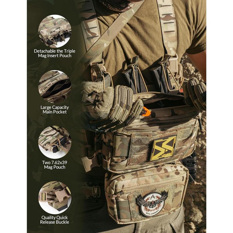 Chest Rig- Chest RigMolle Modular  Fight Chest Rigs Adjustable&Detachable with 5.56 7.62 Magazine Pouch