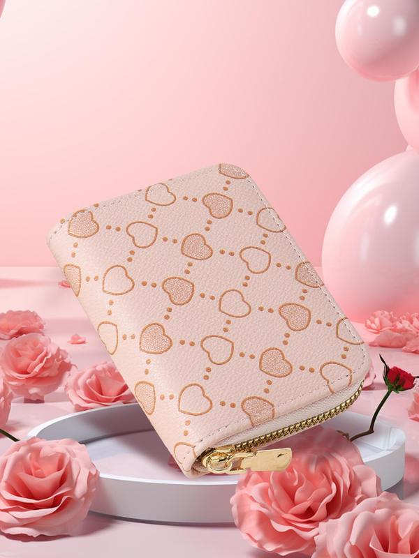 Heart Pattern Design Short Wallet, Fashionable Pu Leather Card Holder, Casual All-match Commuter Bag for Work & Daily Use