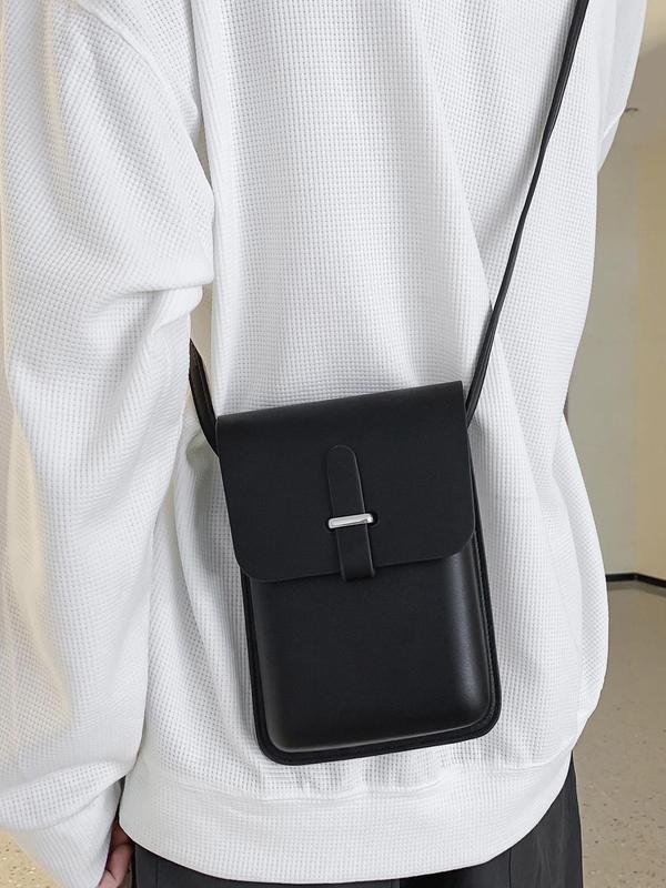 Men's Casual Plain Pu Leather Crossbody Bag,  Simple Style Buckle Shoulder Bag for Travel, Daily Use