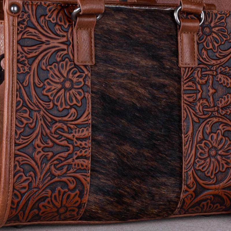 Trinity Ranch Hair On Cowhide Tooling Tote Bag Suitable for Daily Life