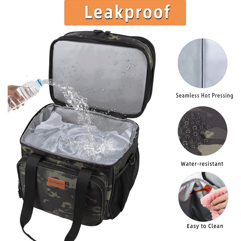 GLENKEY Expandable Xlarge Lunch Box, Insulated Heavy Duty Lunch Bag Waterproof Leakproof Durable Cooler Bag for Men Women Adults Work Construction Camping Trip, 25L, Black-Camo GLENKEY