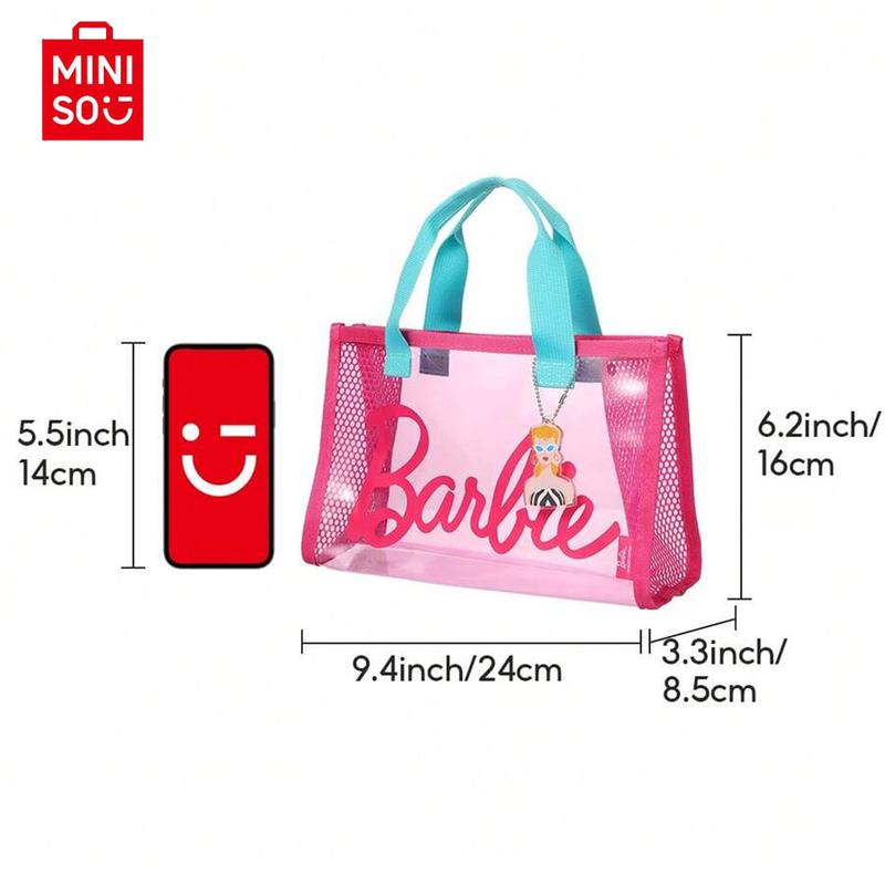 Barbie Daylight Shiny Series PVC Tote Bag Women Handbag Medium Size Barbie Design Transparent Tote Bag For Girl For Outgoing